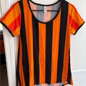 LuLaRoe Orange and Black Striped Top
